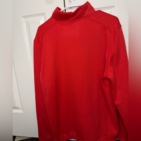 Under Armour Men's 1/4 Zip Up Red Golf Coldgear Loose Fit Pullover Size XL STORM - Picture 2 of 9
